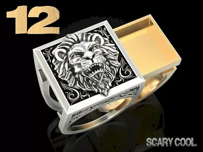 New Lion Embossed Secret Compartment Head Silver Gold Mens Gothic Biker Ring  • $10.95
