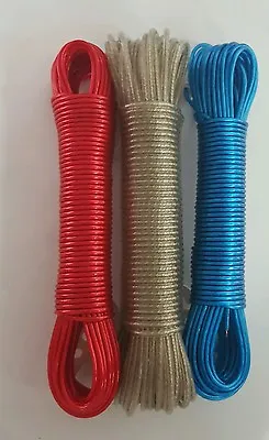 £2.99 • Buy 10m Strong Clothes Line Washing Line Steel Core Metal Wire Garden Camping Cord 