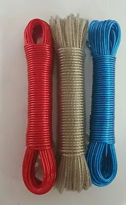 £2.99 • Buy 10m Strong Clothes Line Washing Line Steel Core Metal Wire Garden Camping Cord 