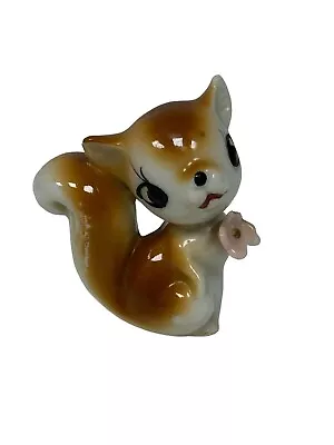 Vintage Squirrel Holding A Flower Mid Century Made In Japan 2” CUTE!! • $12