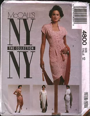 4800 Vintage McCalls SEWING Pattern Misses 1990s Semi Fitted Dress Scarf NY NY • $5.59