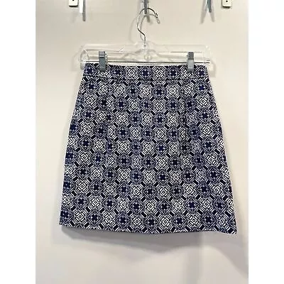 J Crew NWOT Mini Pencil Skirt Navy White Summer Print Size 00 Work Office • $29.99