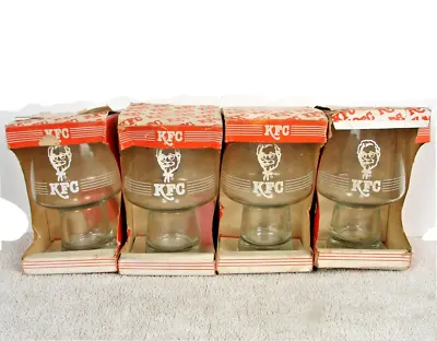 Vintage KFC Kentucky Fried Chicken Retro Drinking Glass Set Of 4 W/Original Box • $79.95