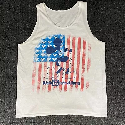 Disney Parks Mickey Mouse Tank Top Shirt American Flag USA L FAST SHIPPING • $12.95