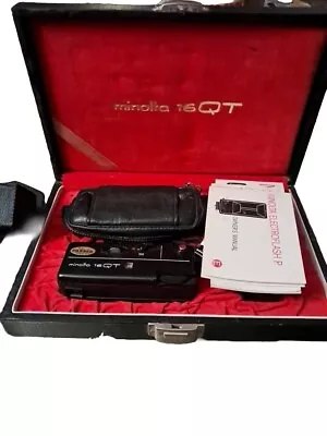 Vintage Minolta 16 QT Film Camera With Original Case Flash  Minolta -16 2 Cases  • $28