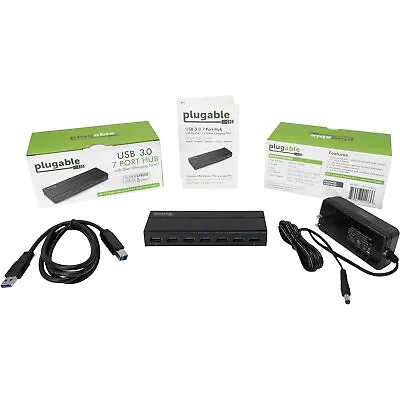 Plugable 7-Port USB 3.0 Hub Black (USB3-HUB7C) • $50.25