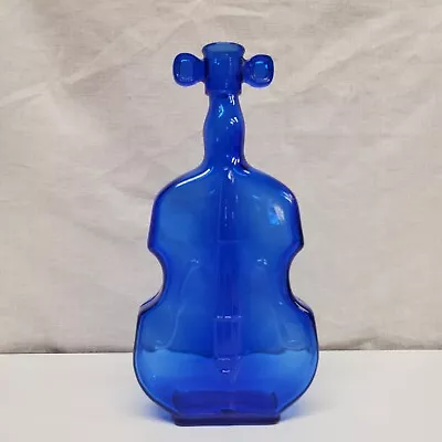 Vintage 8  Cobalt Blue Violin Glass Bottle No. 4 Bottom • $12.99