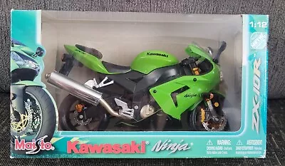 Maisto 1:12 Kawasaki ZX 10 R Ninja Toy Model Motorcycle Motorbike Green White • £22.99