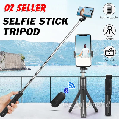 $19.95 • Buy Bluetooth Unipod Selfie Stick Tripod Wireless Rechargeable Remote With LED Light