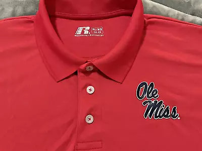 Ole Miss Rebels Red  Polo Shirt-Russell Athletics-Size XL 46-48 • $18.95