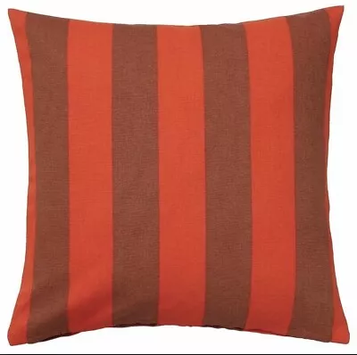 Ikea HILDAMARIA 100% Cotton Cushion Cover Orange Brown Striped 50x50cm • £5.99