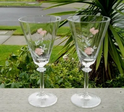 2 New Mikasa JUST LOVE RKA07 Glass Water Goblet Pink Floral Green Leaves 4 Avail • $24