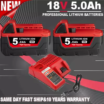 1~4PACK 18 Volt XC 5.0 AH Lithium Battery / Charger For Milwaukee M18 48-11-1860 • $19.73