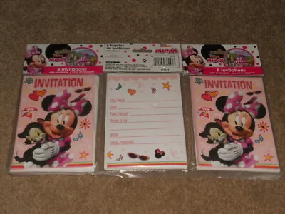 3 Packs Of 8 Minnie Mouse Birthday Party Invitations And Envelopes 24 Total • $12.75
