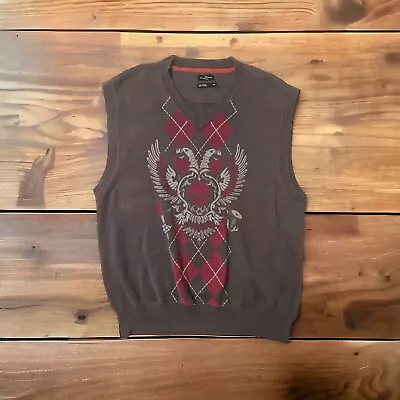 MARC ECKO Cut & Sew Skull Eagles Argyle Pullover Sleeveless Sweater Vest 2XL • $19.99