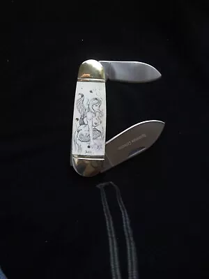 Hand Etched Marlin Spikecattle Steer Bovine Bone NUDE WOMAN ART • $59