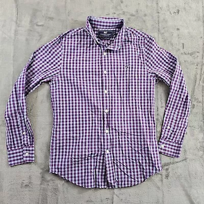 Vineyard Vines Shirt Mens Dress Purple Plaid Small Button Down Long Sleeve Slim • $15.99