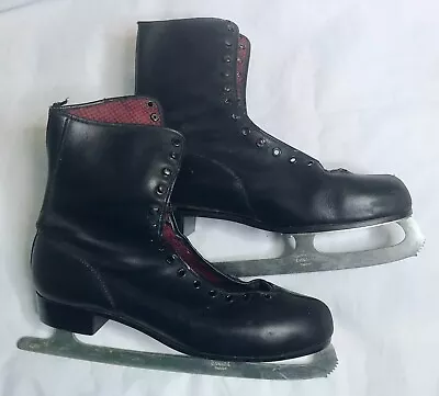 Black Figure Ice Skates Sz 12 Red Plaid AS IS For Decor Repair Craft USA Vintage • $16.99