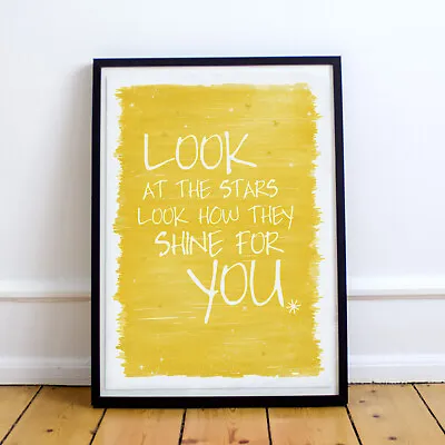 Yellow Artwork Coldplay Lyrics Art Print On Satin Photo Paper - Choose Size • £8.99