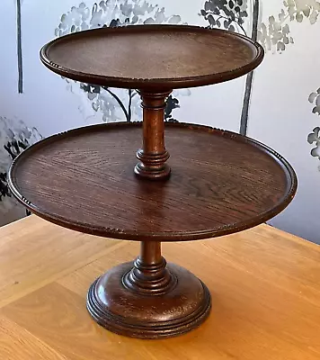£34.95 • Buy Old Antique Wooden Lazy Susan / Cake Stand