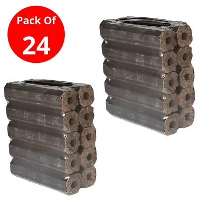 Pack Of 24 Natural High Energy Ultra Dry Heat Logs Eco Wood Open Fire Log Fuel • £26.99