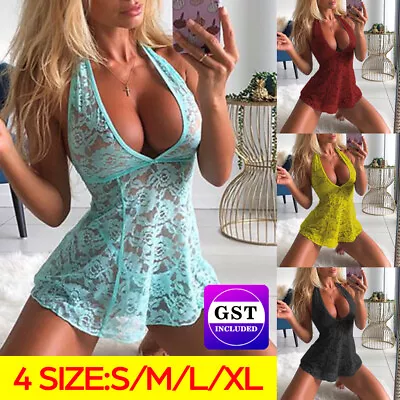 $9.76 • Buy Women Sexy Lingerie Lace Mini Dress Babydoll Nightdress Nightwear Sleepwear Sets
