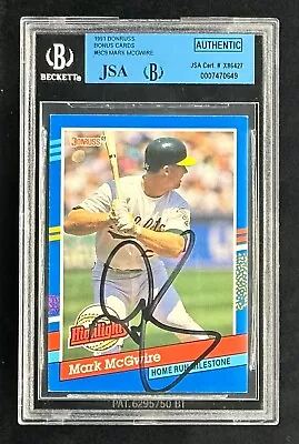 1991 Donruss Bonus #BC9 MARK McGWIRE - BGS/JSA Cert Auto - Oakland Athletics • $67.99