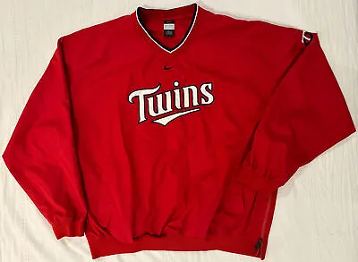 NIKE Men XXL Minnesota Twins Baseball V-Neck Pullover Windbreaker Jacket 2XL MLB • $39.99