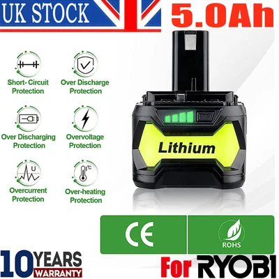 £17.59 • Buy 18V 5000mAh For RYOBI P108+ Plus High Capacity 18 Volt Lithium Battery RB18L50