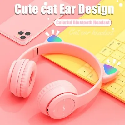 £7.95 • Buy Microphone Glow Headset LED Lights Wireless Headphones Cat Ears Ear Headphones
