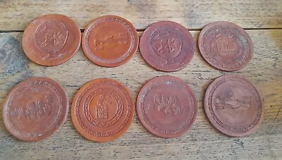 £1.50 • Buy 8 Leather Coasters Souvenir Of Crete Greece