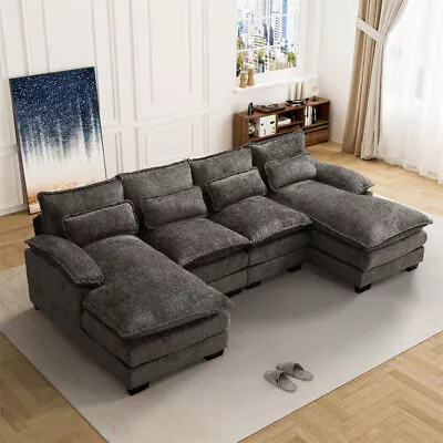 110 In Modern Upholstery Comfy Chenille U-Shape Sectional Sofa Cloud Couch • $899.99