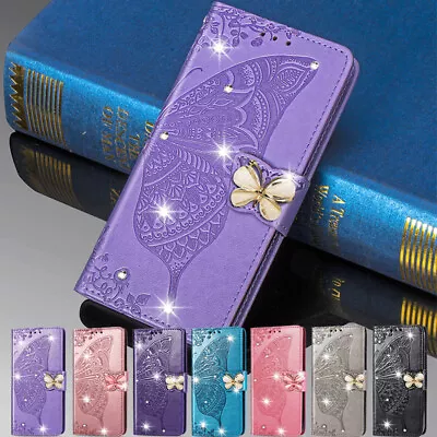 For Samsung J2Core J4 J6 J8 2018 Bling Butterfly Leather Wallet Case Stand Cover • $16.68