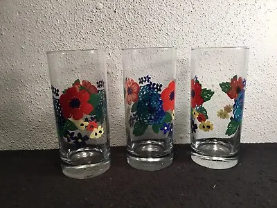 (3) Pioneer Woman Melody & Dazzling Dahlias Drinking Glass Tumblers 16oz Floral • $19.49