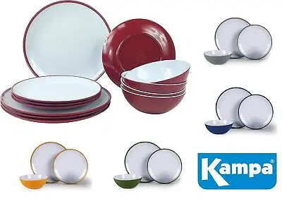£31.99 • Buy Kampa Colour Design 12 Piece Melamine Dinner Picnicware Set Camping Caravan
