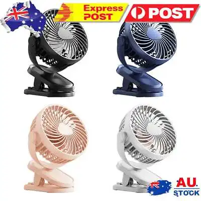 $18.90 • Buy Clip-on Fan Portable 360 Rotatable Cooler 3 Speed Small Quiet USB Rechargeable