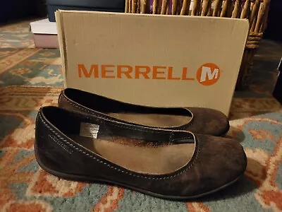 Merrell J56344 | Brown Round Toe Comfort Slip On Avesso Flats Sz 10 • $19.99