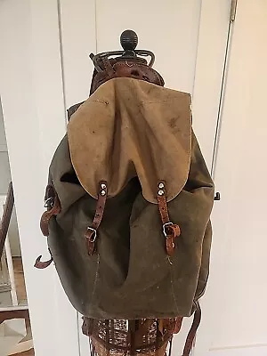 Vintage M39 Swedish Army WW2 Military Canvas Leather Rucksack/Backpack  • $110.99