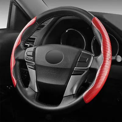 For Ford F150 F250 15  Red Carbon Fiber Leather Car Steering Wheel Booster Cover • $15.21