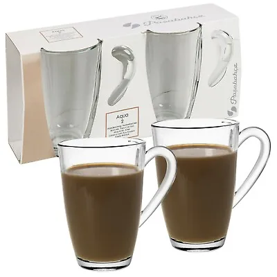 2 4 6 Large 325ml Coffee Tea Glass Cups Hot Drink Mugs With Handle Hot Chocolate • £6.49