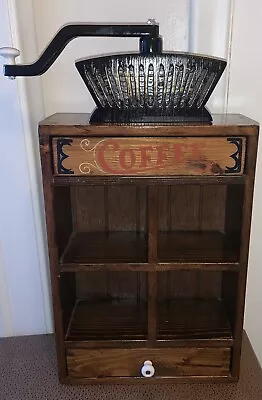 Wooden Knickknack/Display Shelf Coffee Grinder Style Cabinet Cubbies/Drawers VTG • $69.95