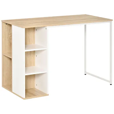 HOMCOM Computer Desk W/ Storage Shelves Study Home Office Workstation Oak Tone • £60.99