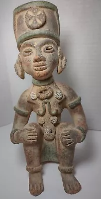 $51.50 • Buy Mexican Pottery Folk Art Figure Of Man Sitting With Headress Mayan Inca Aztec 9 