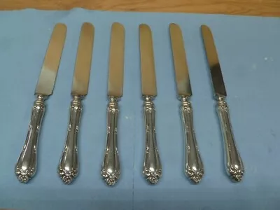 Set Of (6) 1835 R. Wallace Silver Silverplate Floral Design Dinner Butter Knives • $44