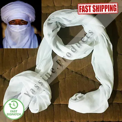 Handmade Scarf Tuareg Ethnic Turban Moroccan African Sahara White Unisex 2m • $29.99