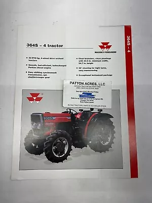 Brochure Spec Sheet For Massey Ferguson 364S - 4 Tractor • $8.95