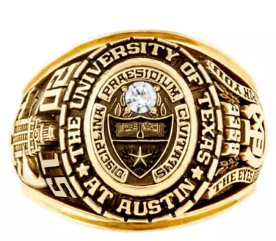 Moissanite Customizable University Of Texas Austin Ring 14K Yellow Gold Plated • $214.50