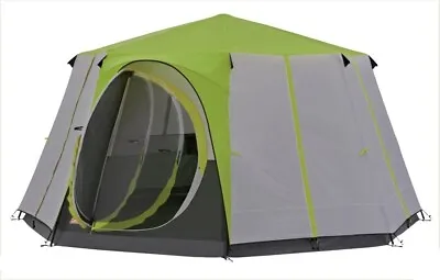 Coleman Cortes OCTAGON 8 Berth Person Man Festival Family Camping Tent GREEN • £199.99