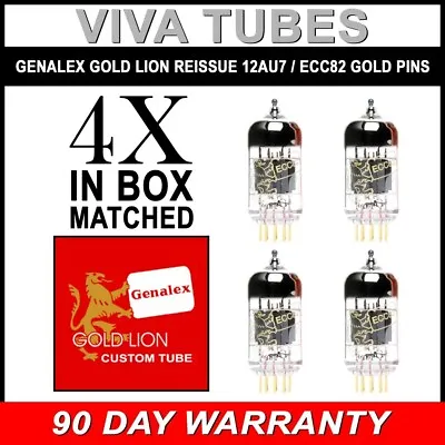 New Gain Matched Quad (4) Genalex Reissue 12AU7 ECC82 Vacuum Tubes GOLD PINS • $268.85