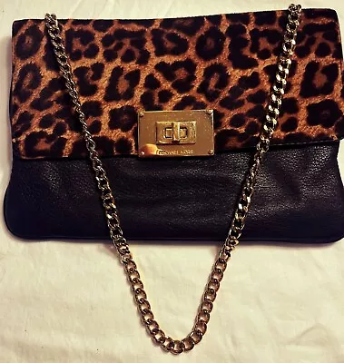 Michael Kors MK Calf Hair Leather Leopard Print Gold Handbag • $100